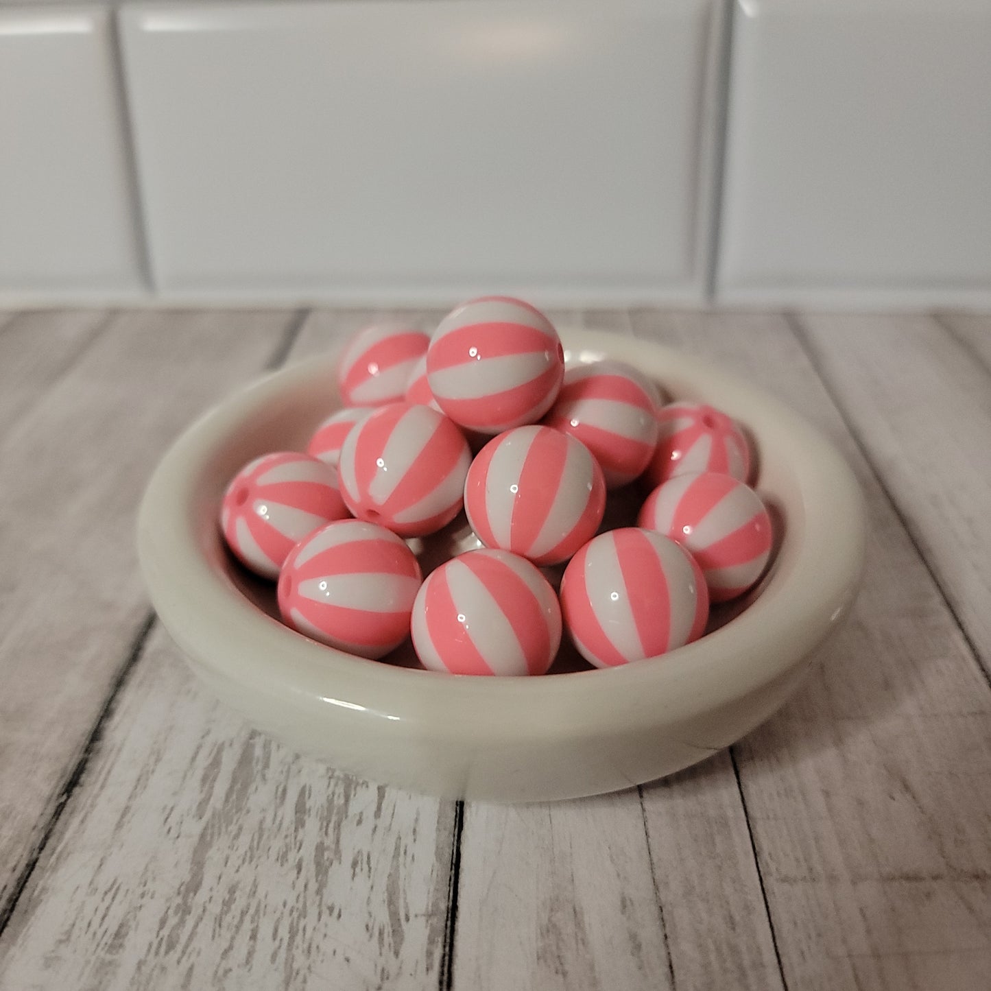 20mm Beach Ball Pink Beads