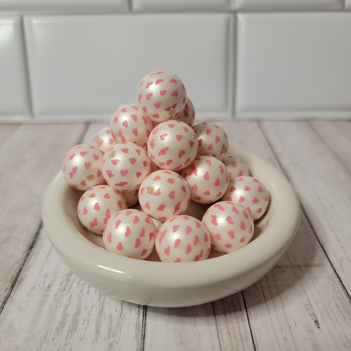 20mm Valentine Pink Heart Beads