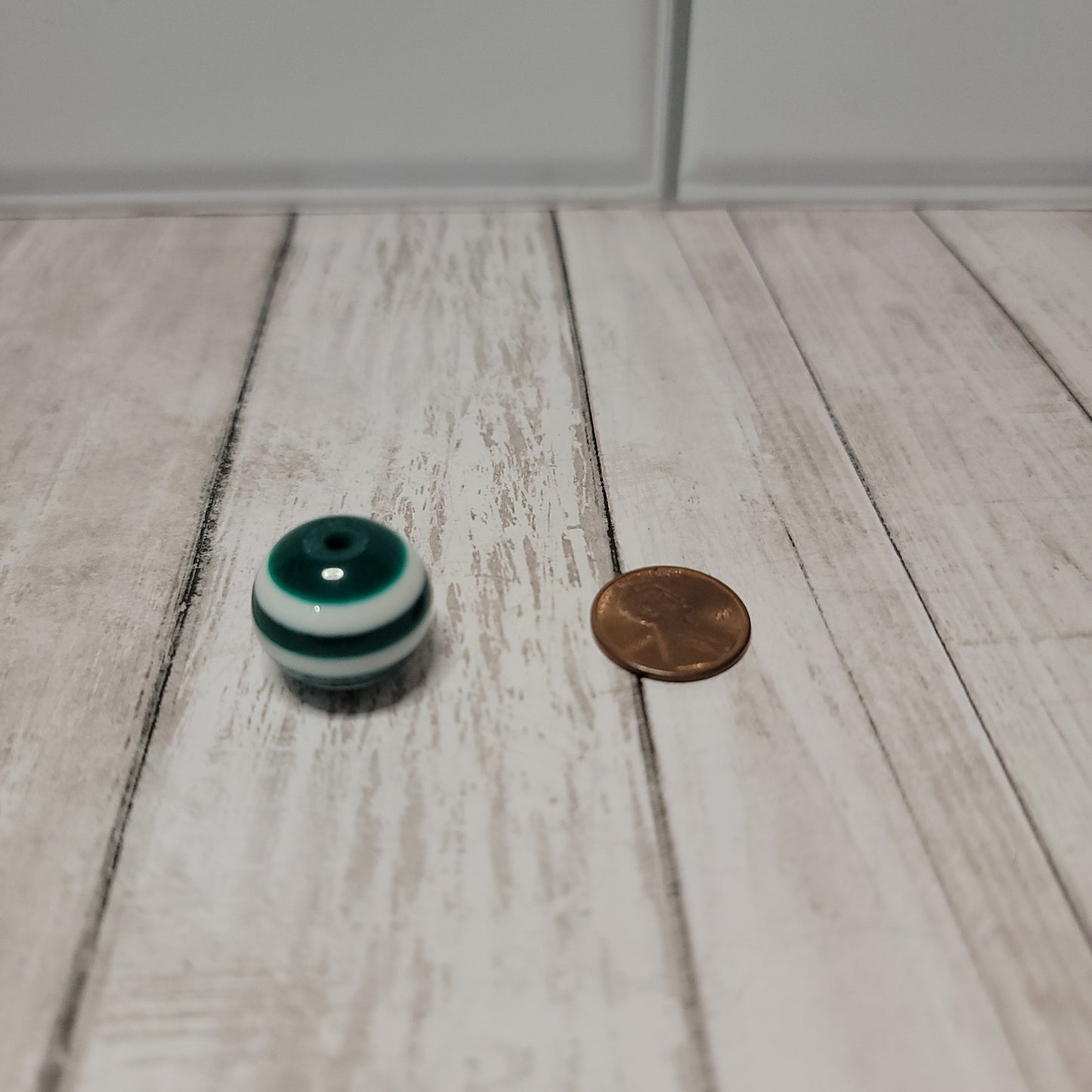 20mm Green Stripe Beads