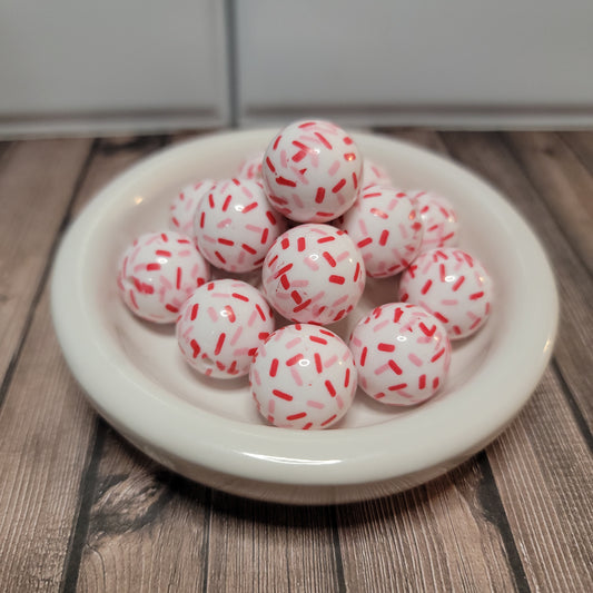 20mm Red and Pink Valentine Sprinkle Beads