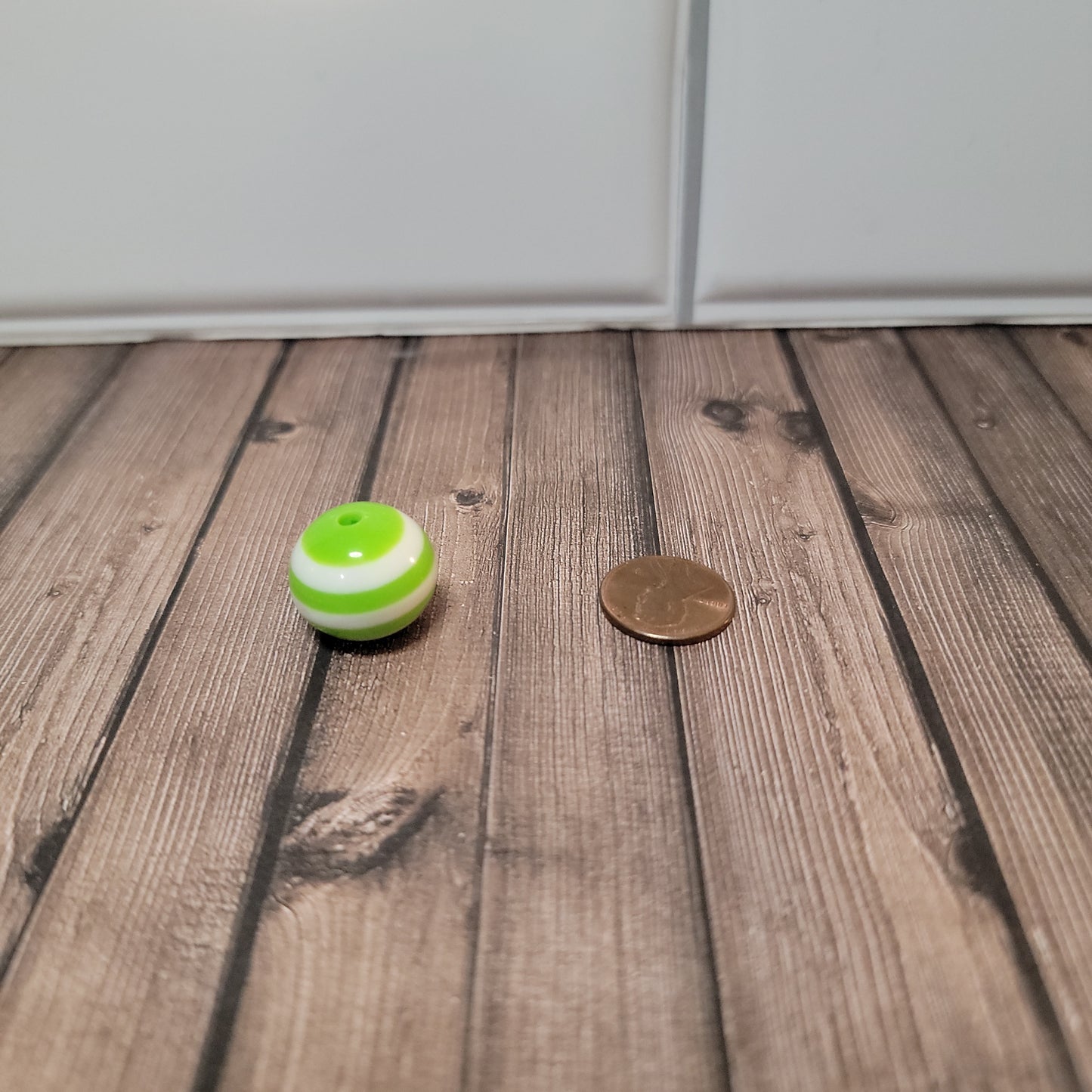 20m Lime Green Stripe Beads