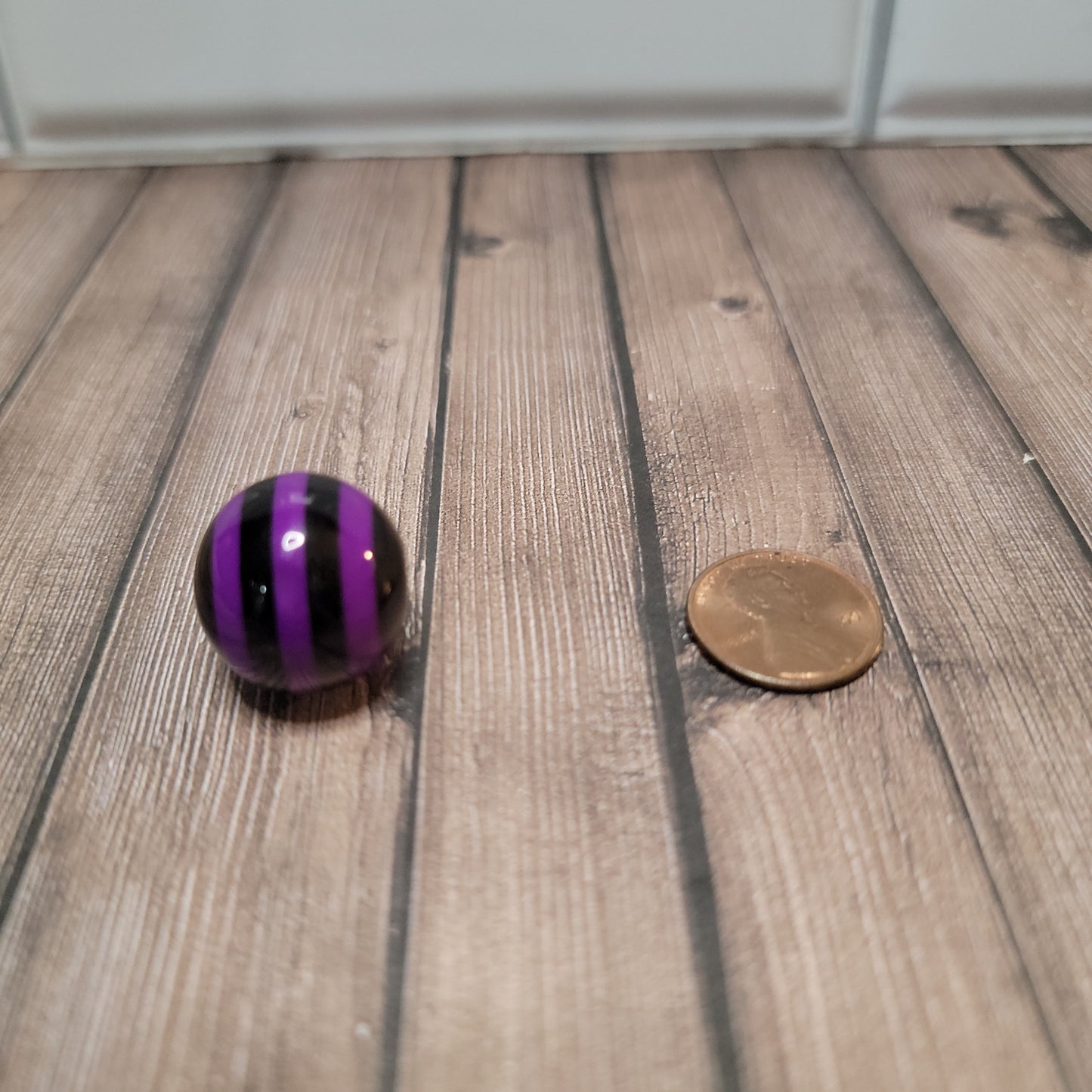 20mm Purple and Black Stripe Beads