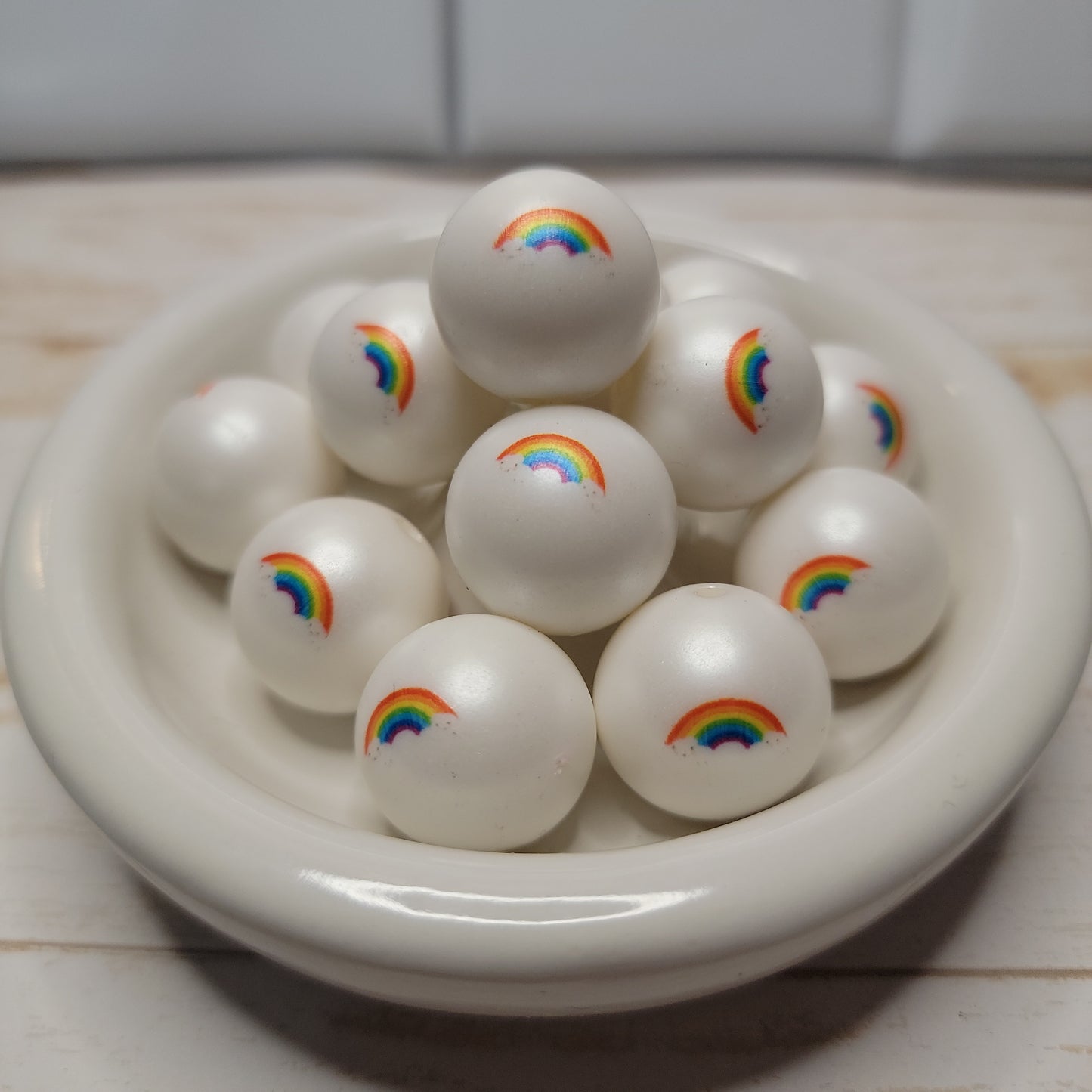 20mm Rainbow Print Beads