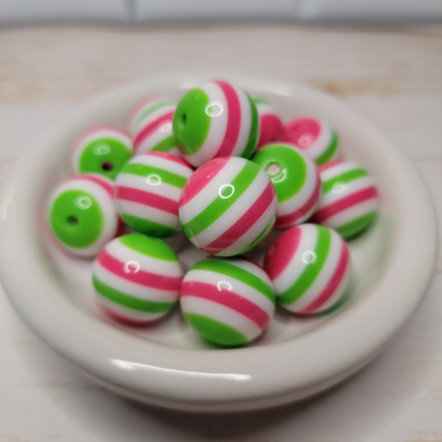 20mm Watermelon  Stripe Beads
