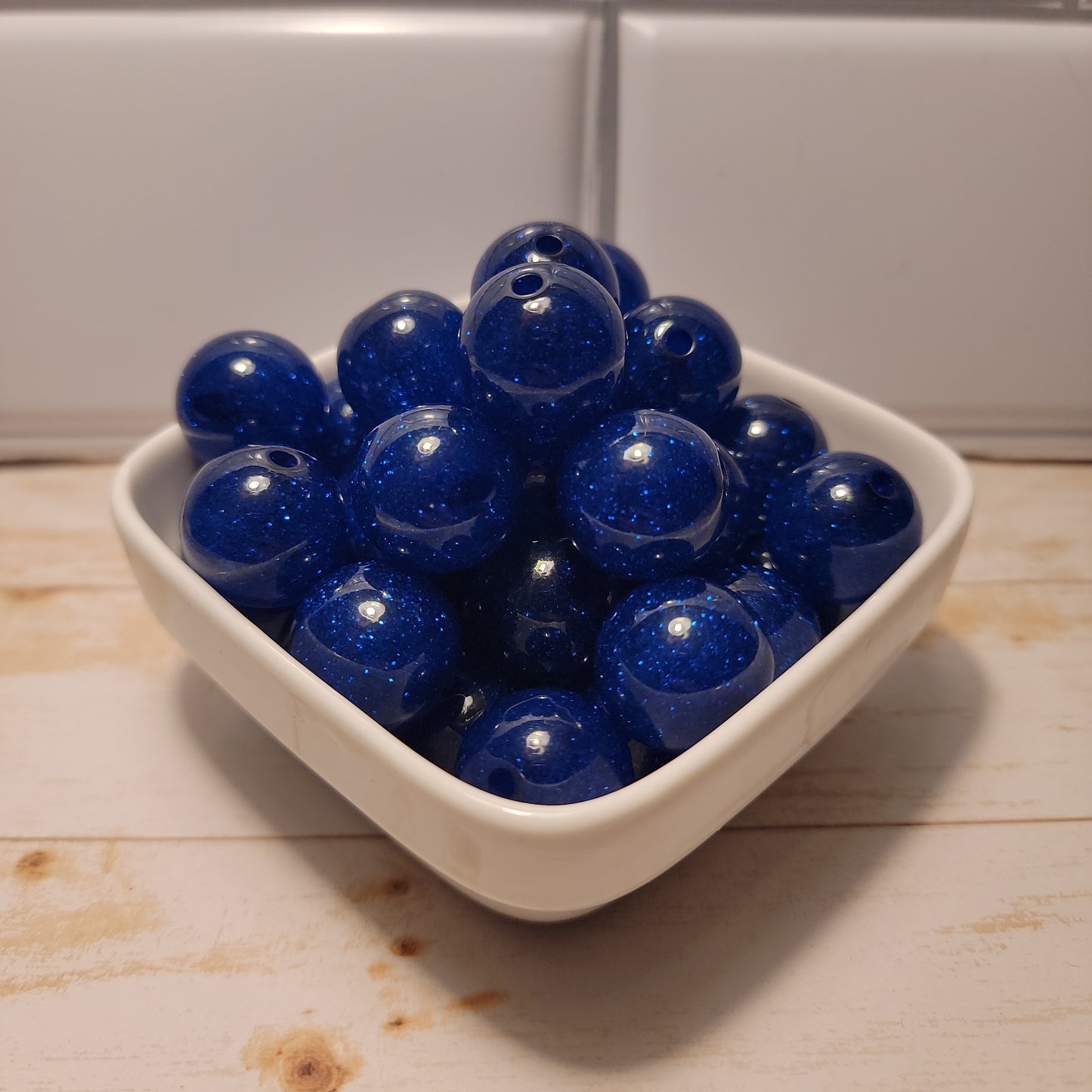 20mm Glittery Blue Beads