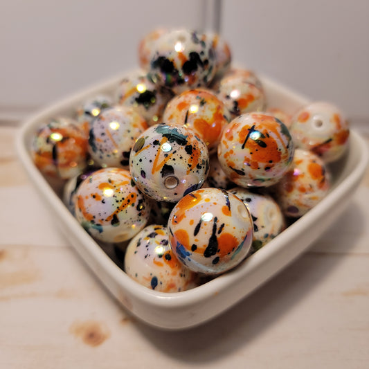 20mm Orange and Black Metallic Splatter