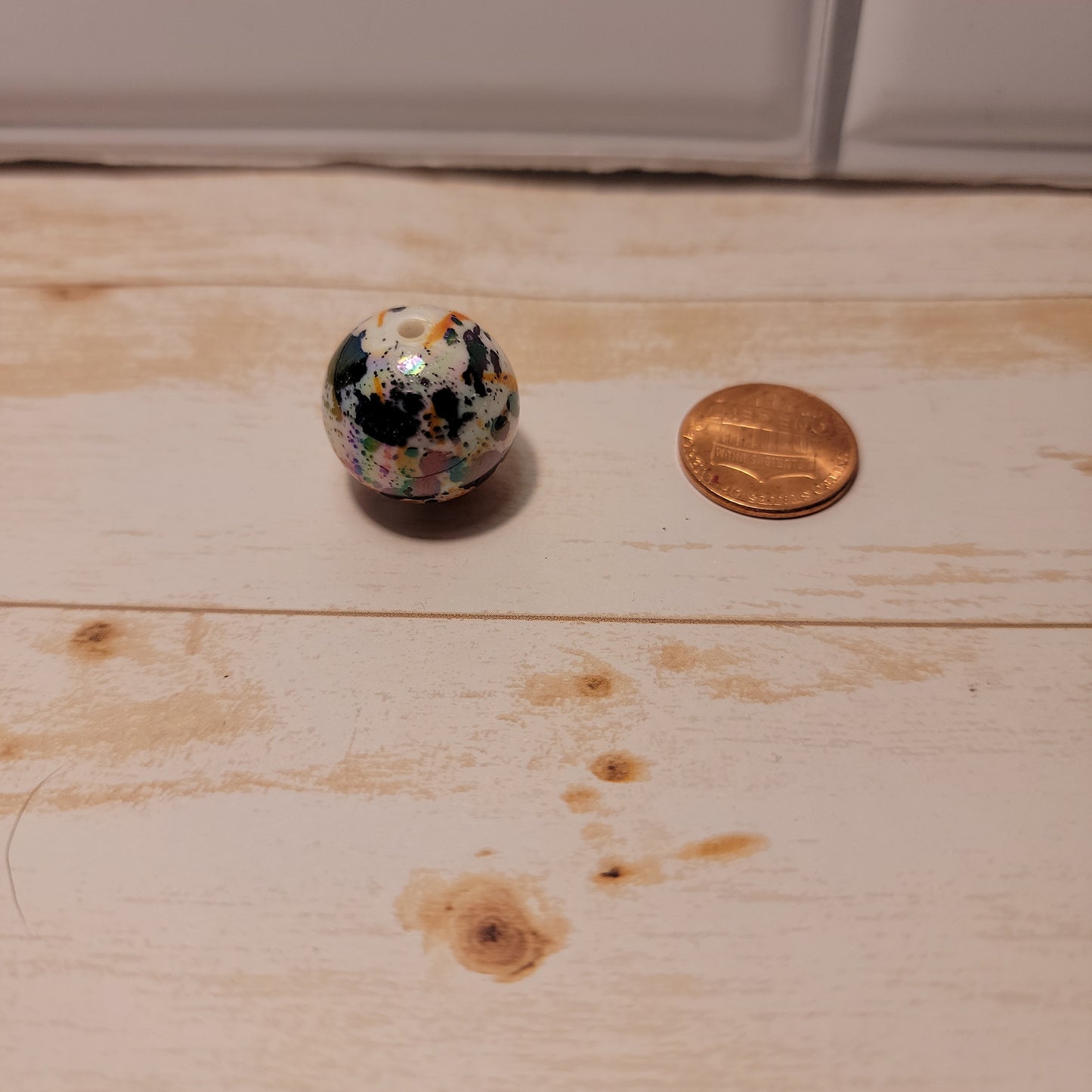 20mm Orange and Black Metallic Splatter