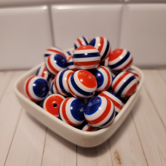 20m Red, White and Blue Stripe Beads