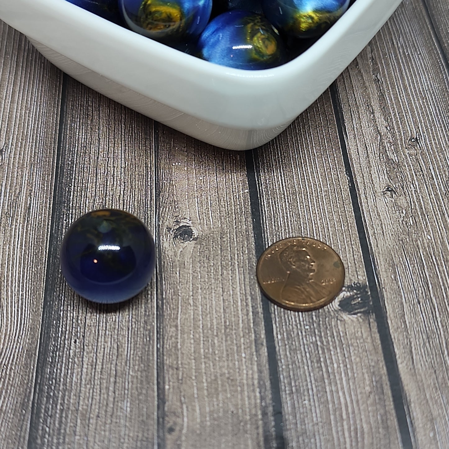 20mm Blue and Gold Milkyway Beads
