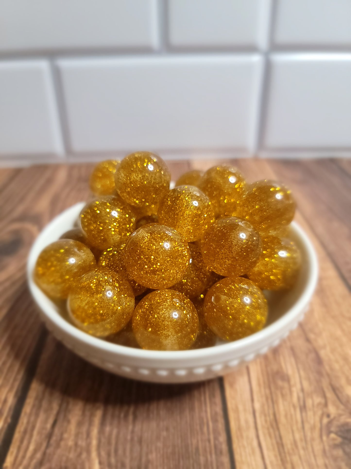 20mm Glittery Gold Beads