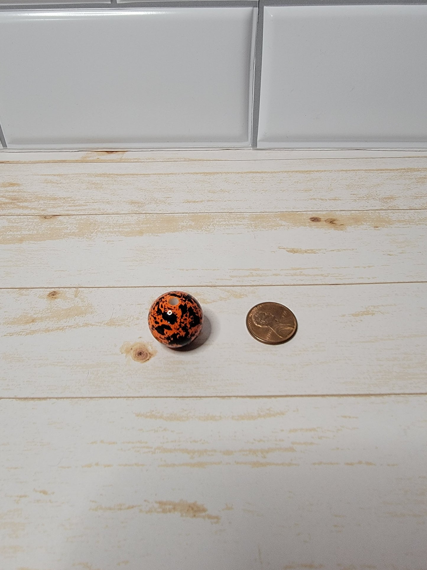20mm Orange and Black Splatter Beads