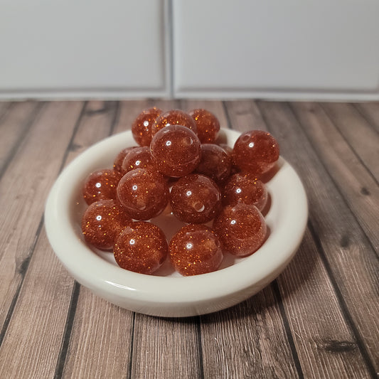 20mm Glittery Orange Beads