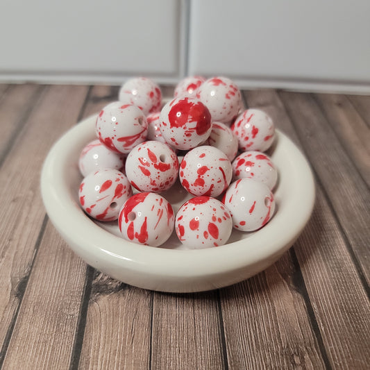 20mm Papercut Red Splatter Beads
