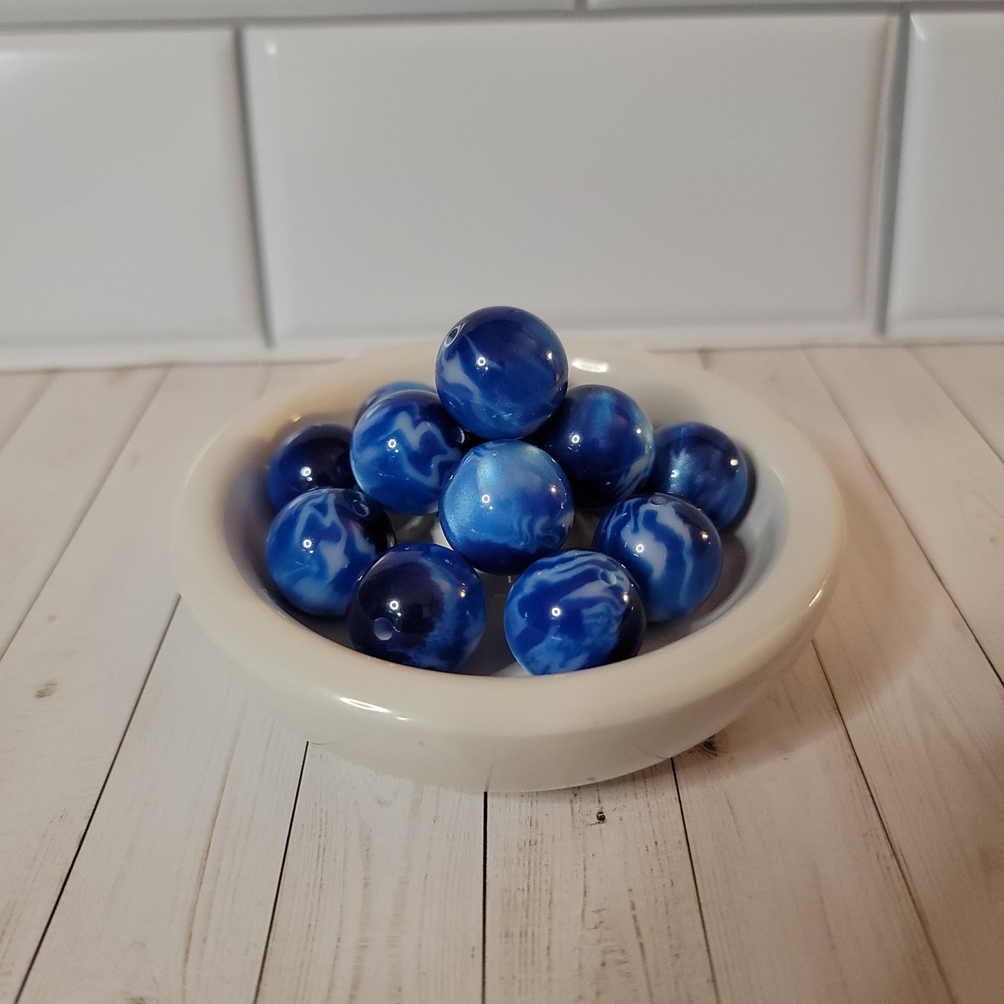 20mm Blue Wave Beads