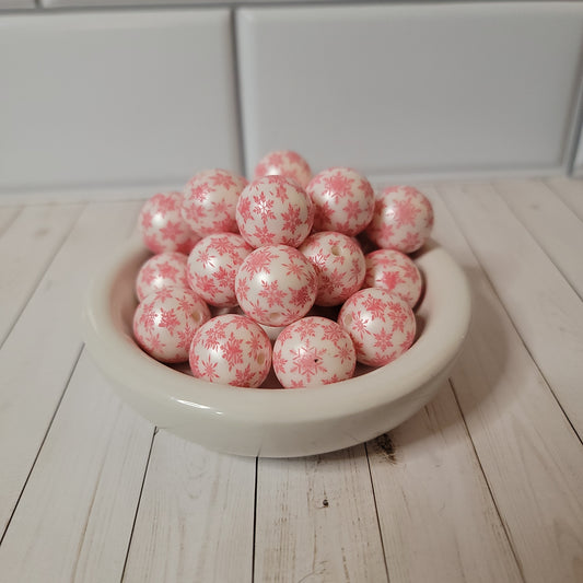 20mm Pink Snowflake Beads