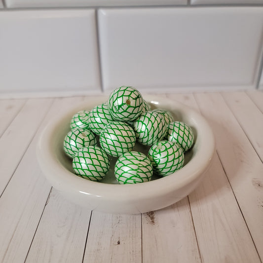 20mm Green Fishnet Beads