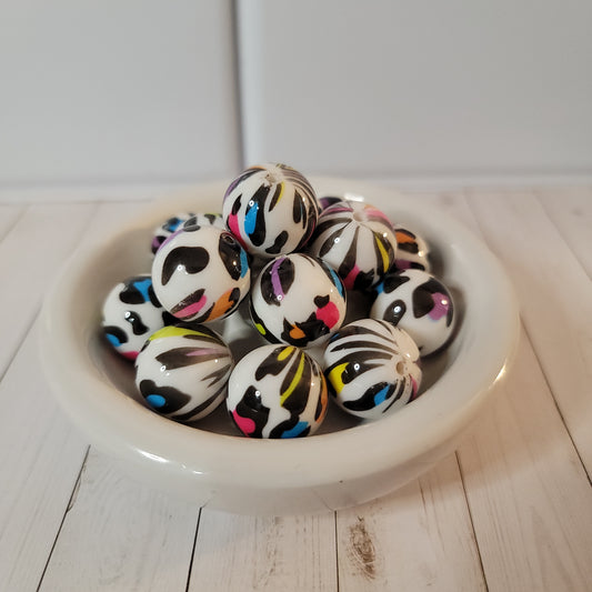 20mm Rainbow Leopard Beads