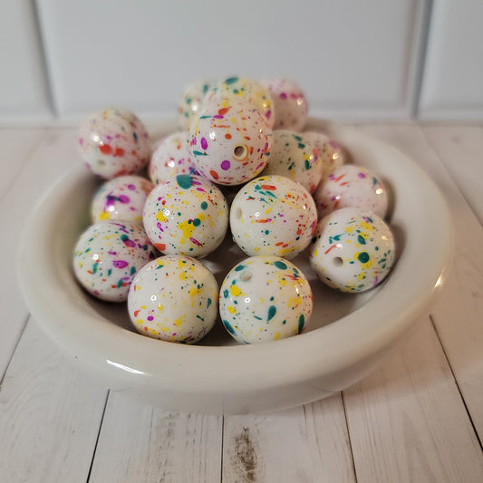 20mm Rainbow Splatter Beads