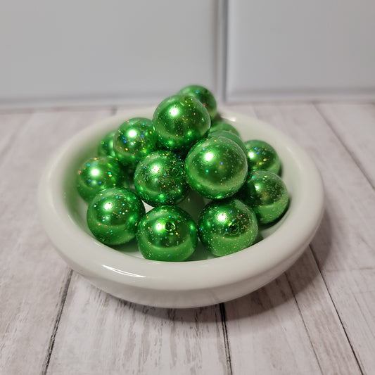 20mm Green Shimmer Beads