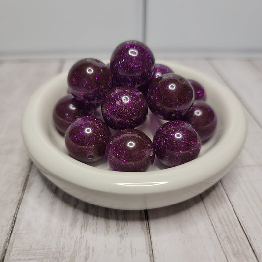 20mm Glittery Purple Beads