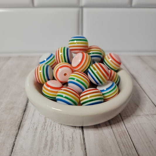 20mm Rainbow Stripe Beads