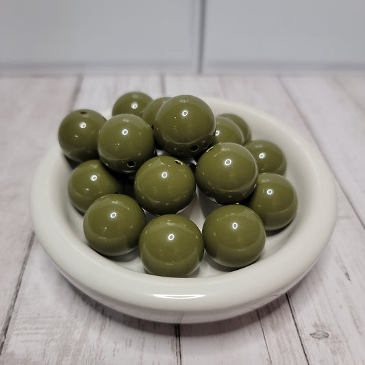20mm Green Olive Beads