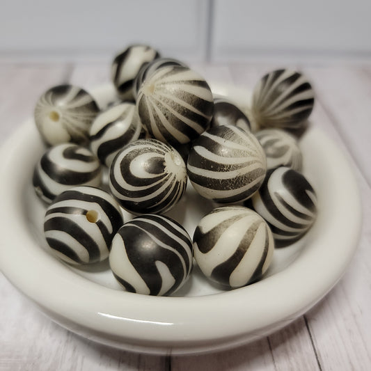 20mm Mocha Zebra Beads