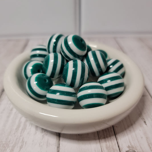 20mm Green Stripe Beads