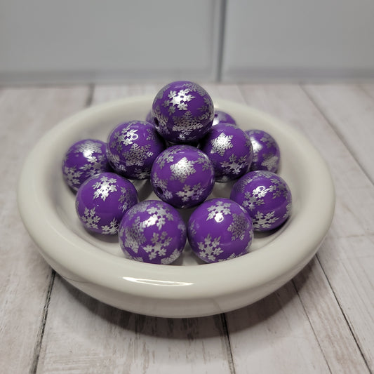20mm Purple Snowflake Beads
