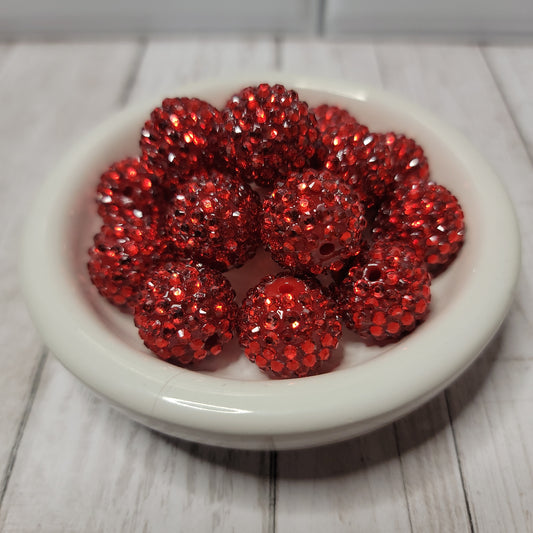20mm Glamour Ruby Red Beads