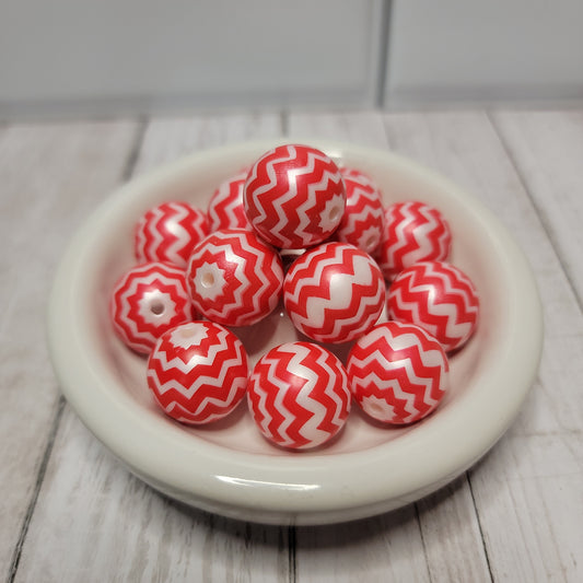 20mm Red Ribbon Beads