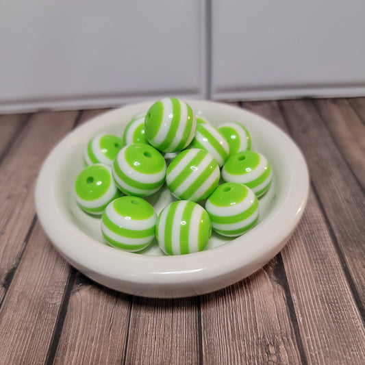 20m Lime Green Stripe Beads