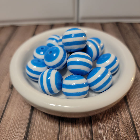 20m Blue and White Stripe Beads
