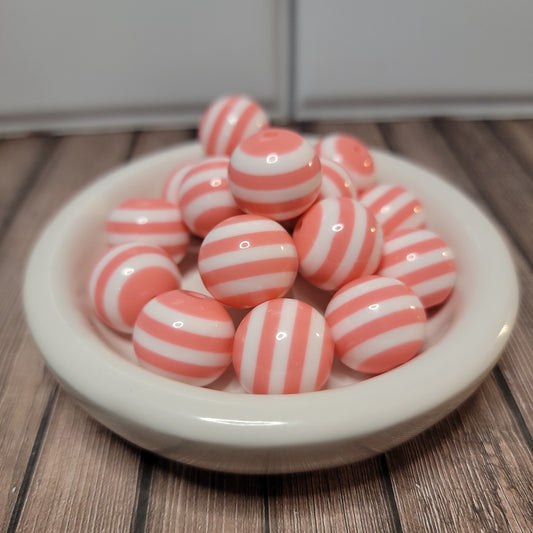 20m Pink and White Stripe Beads