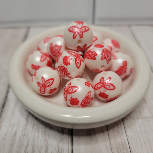 20mm Red Butterfly Beads