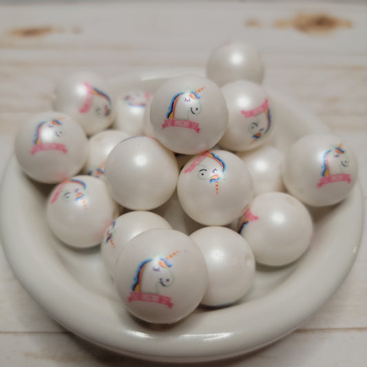 20mm Unicorn Print Beads