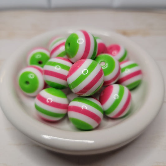 20mm Watermelon  Stripe Beads