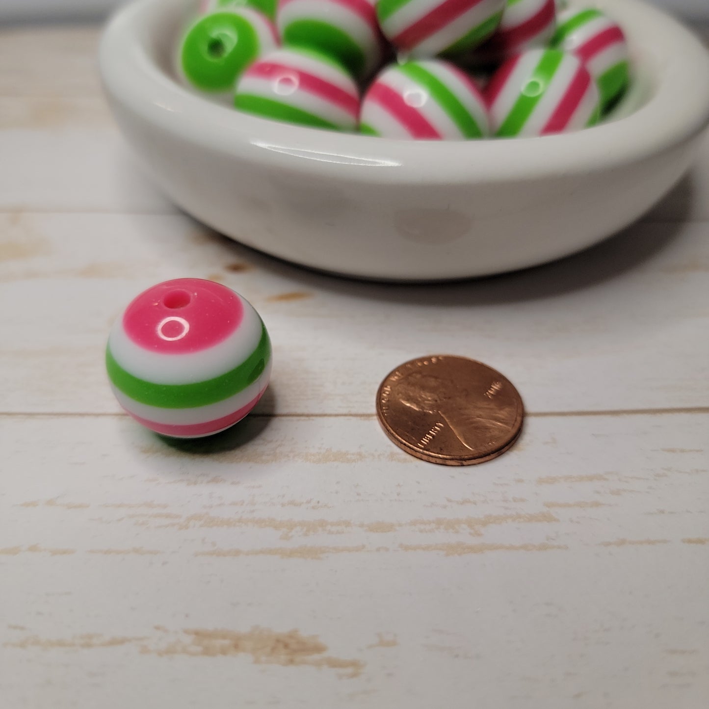 20mm Watermelon  Stripe Beads