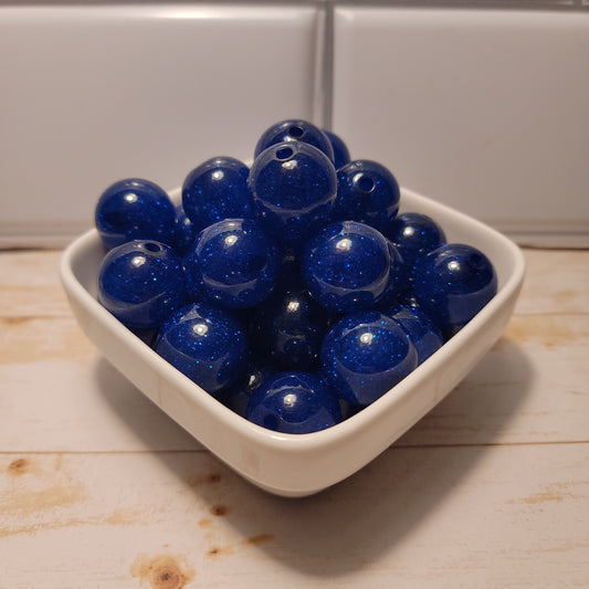 20mm Glittery Blue Beads