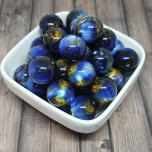 20mm Blue and Gold Milkyway Beads