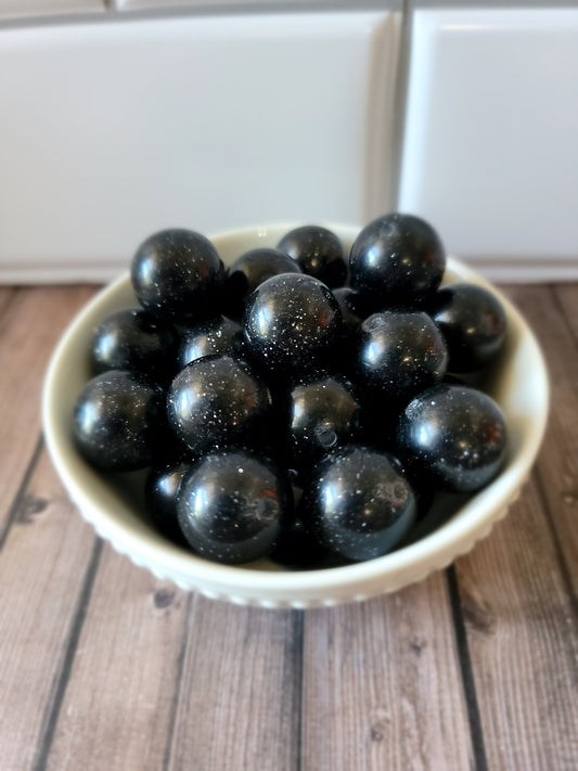 20mm Glittery Black Beads