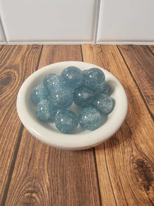 20mm Glittery Icy Blue Beads