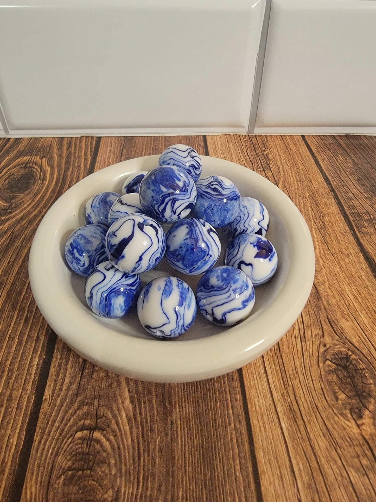 20mm Blue Marble Beads