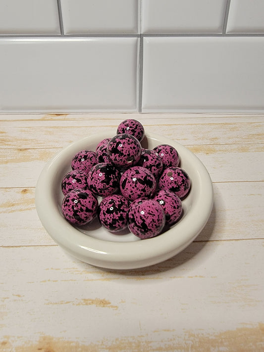 20mm Purple and Black Splatter Beads