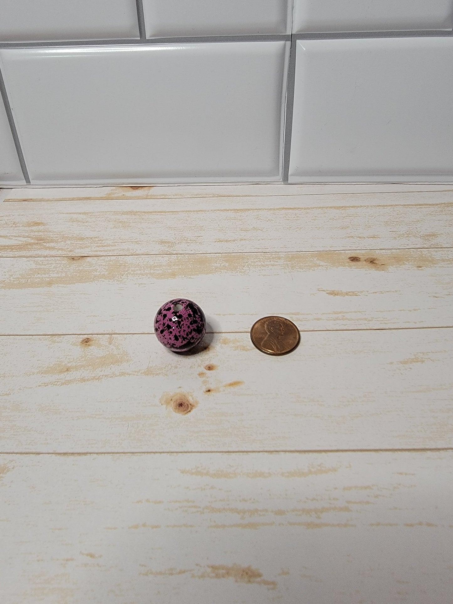 20mm Purple and Black Splatter Beads