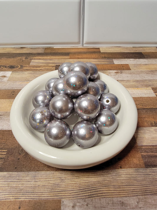 20mm Silver Shimmer Beads