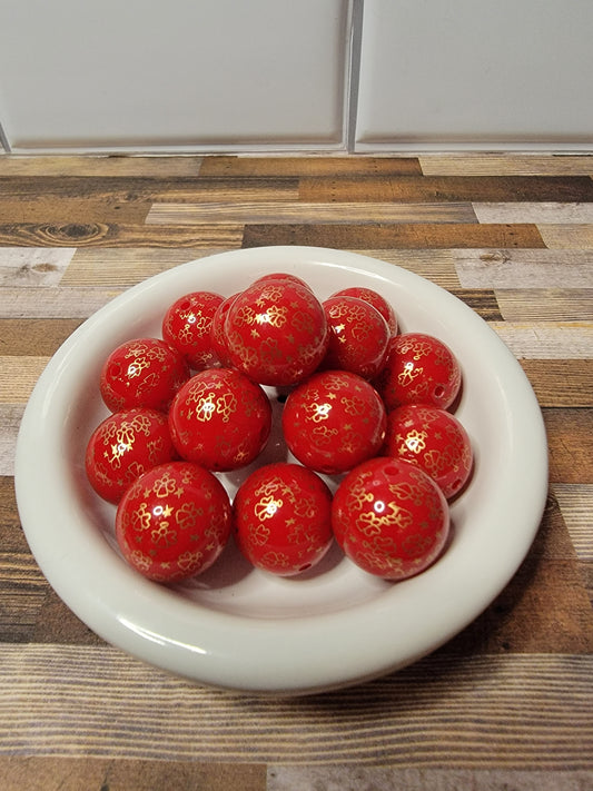 20mm Red and Gold Angel Beads